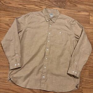 L.L. Bean Traditional Fit Sunwashed Chambray Shirt XLT Light Brown Untuck Fit